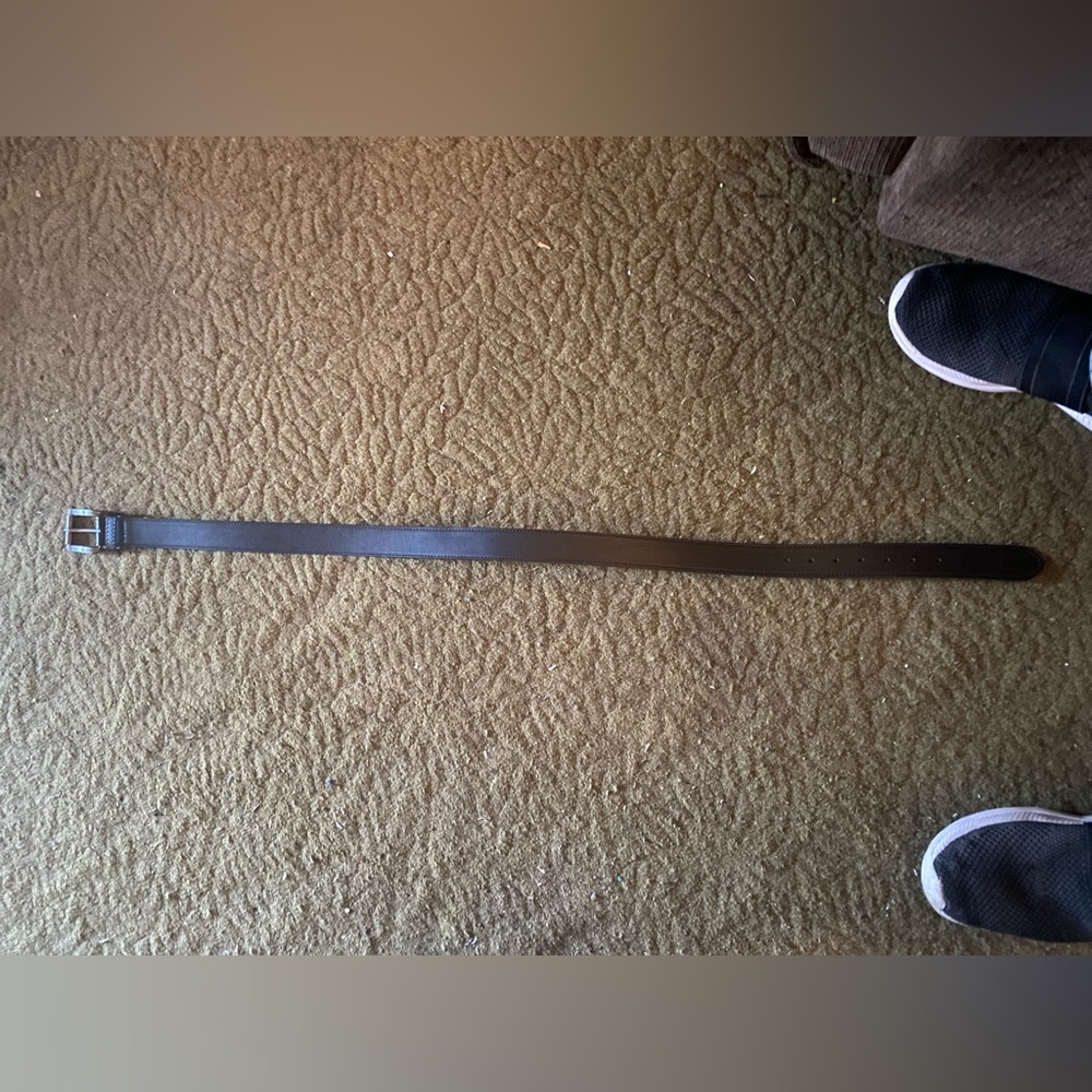 Black Leather Belt with Silver Buckle